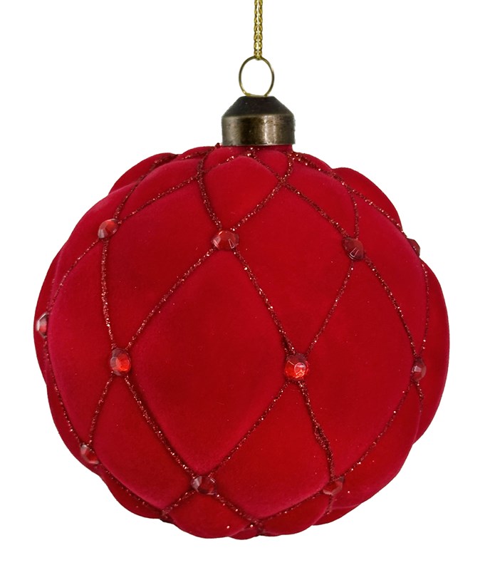 GLASS VELVET BALL RED (2AD)