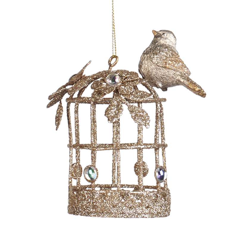 JEWEL BIRD ON FLOWER CAGE