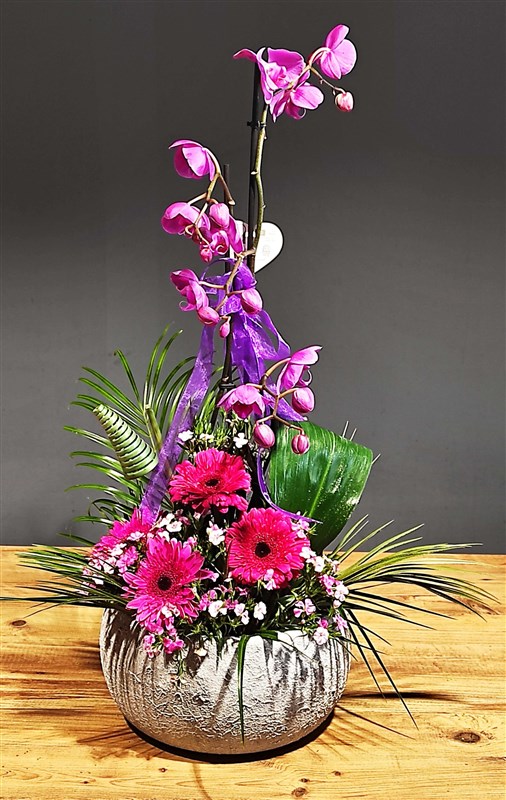 seramik-saksida-lila-orkide-husnuyusuf-ve-gerbera-arajmani