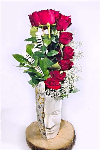 Beige Stone Halfeface Vazo Arajmanı