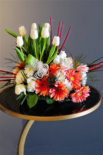 Beyaz Gül, Beyaz Lale, Gerbera Arajmanı