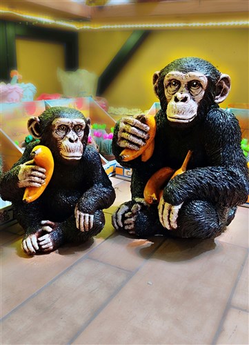 Döküm 2'li Maymun Seti 45 cm. (Dekoratif Bahçe Seti)