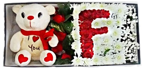 Harf Gül Hediye Kutusu       (50 x 25 cm)