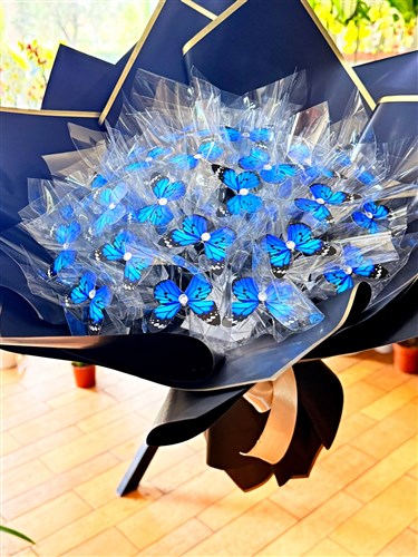 Mavi Kelebek Buketi (Işıklı)