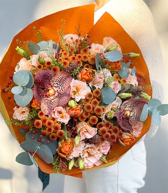 Cinnamon Deluxe Salmon Orange Autumn Bouquet