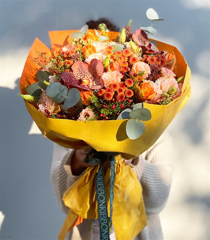 Cinnamon Deluxe Salmon Orange Autumn Bouquet