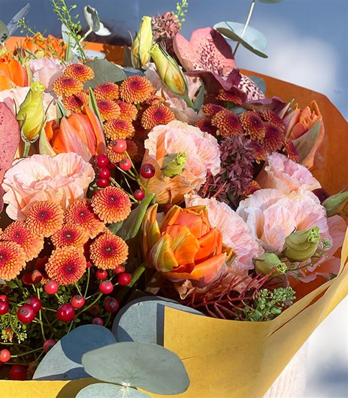 Cinnamon Deluxe Salmon Orange Autumn Bouquet