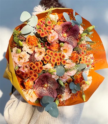 Cinnamon Deluxe Salmon Orange Autumn Bouquet