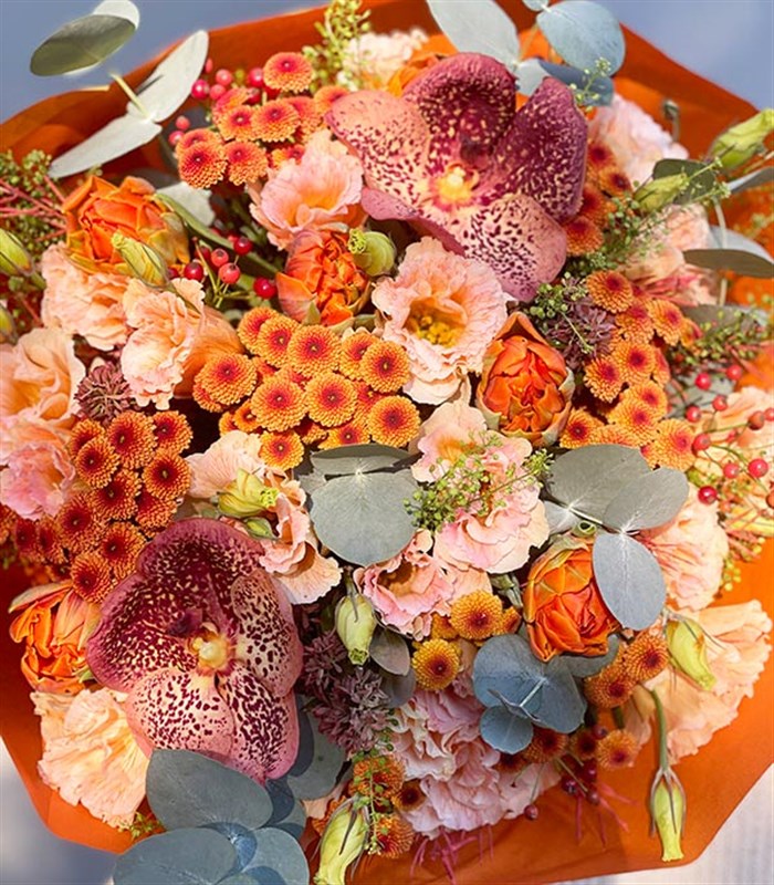 Cinnamon Deluxe Salmon Orange Autumn Bouquet