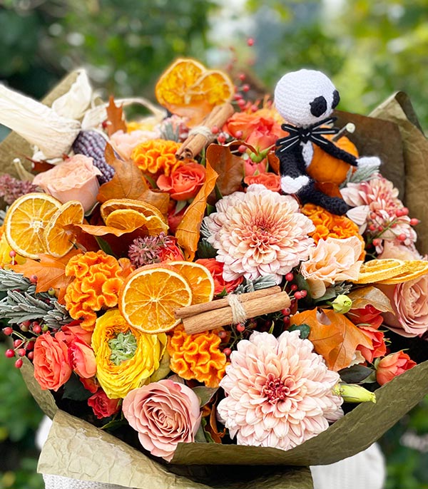 Trick or Treat Jack Skellington Figured Autumn Bouquet