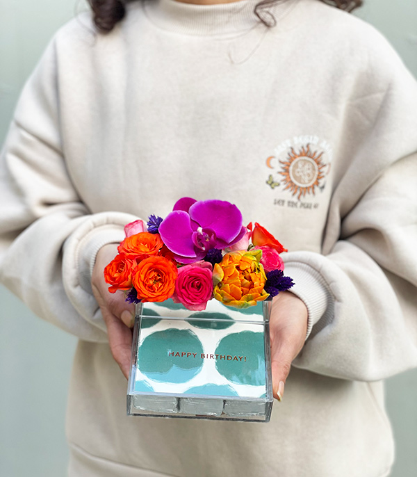 Happy Birthday Colorful Flower Tiny Chocolate Tray