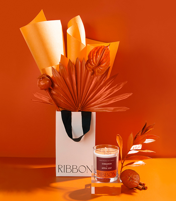 Cinnamon + Apple Leaf Candle Dry Flower Bag Gift Set