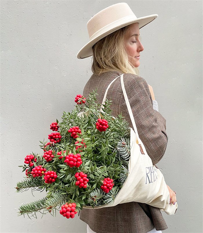 Santa Sack Deluxe Kanvas Çiçek Taşıma Çantasında Kokina Buketi