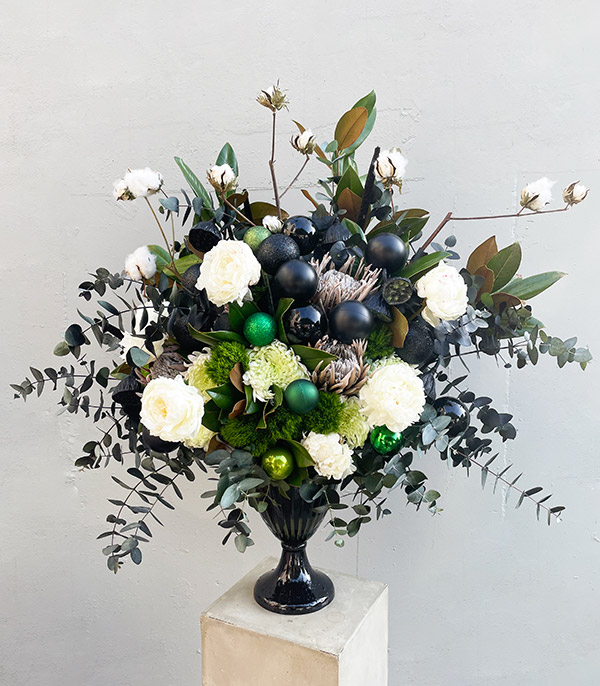 Capricorn Black White Peonies Royal Deluxe Vase Arrangement
