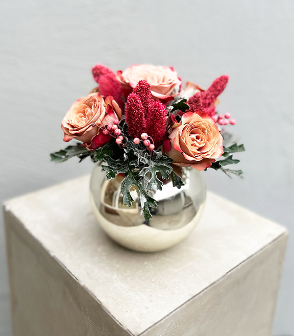 Cream Roses Silver Tiny Vase