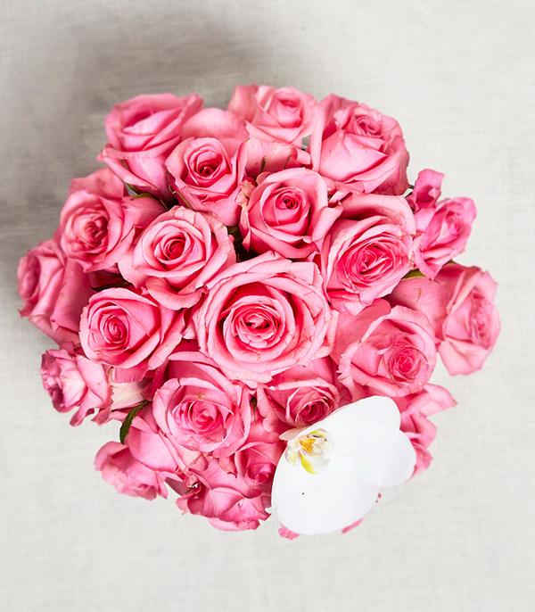 Perla 20 Pink Roses in Box Gray Deluxe
