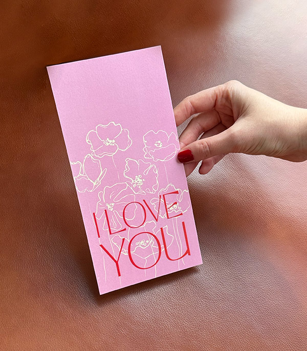 I Love You Note Card Pink