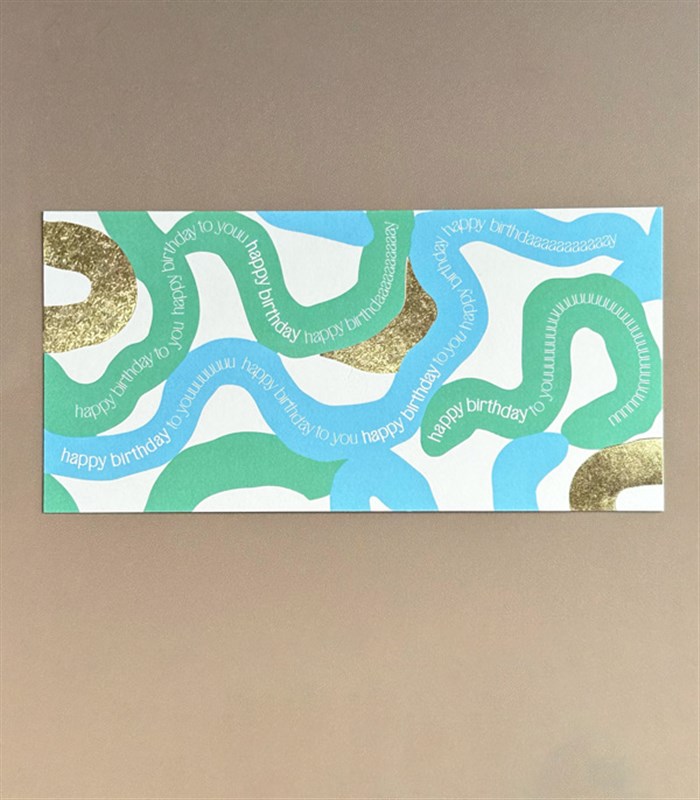 Happy Birthday Not Kartı Mavi Yeşil