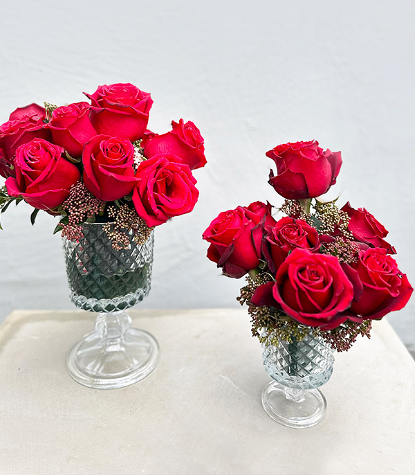Adore 5'Li Kesme Vazo Seti Kırmızı Gül Masa Çiçeği