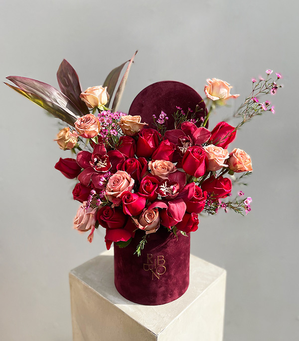 Viva Magenta Burgendy Flower in Box Valentines Day Gift