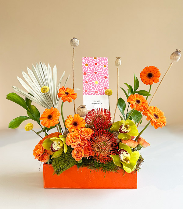 You Are The Flower Orange Leather Box in Flowers