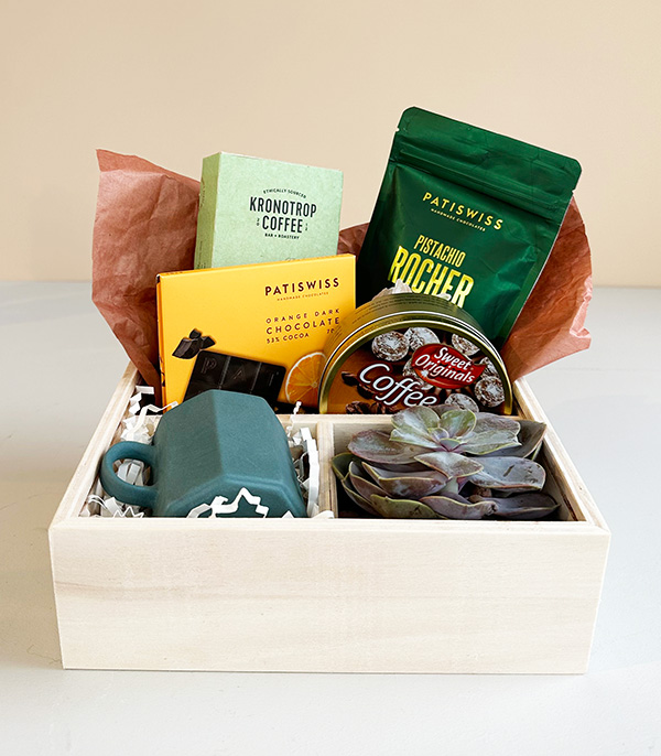But First Coffee Espresso Cup Chocolate Coffee Wooden Gift Box