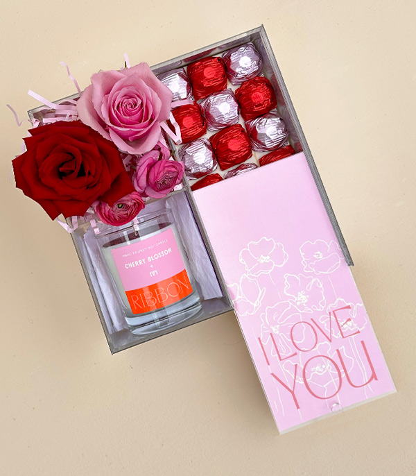 I Love You Pink Candle Chocolate Gift Box