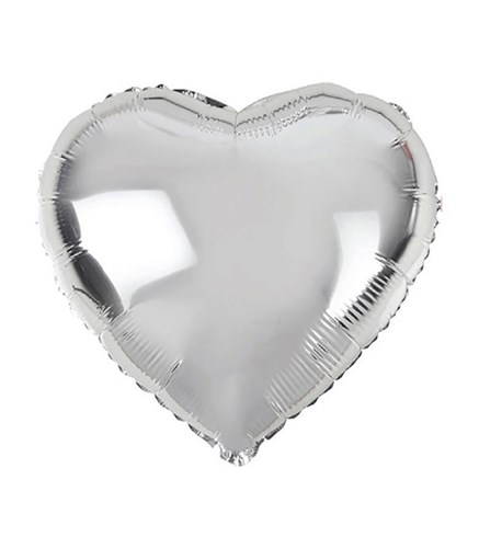 Silver Uçan Kalp Balon 45 cm