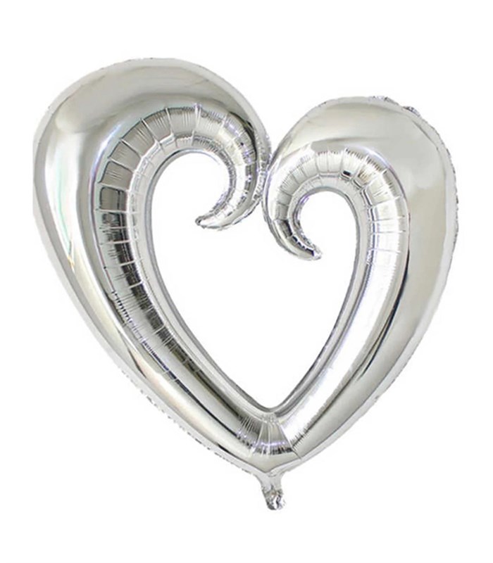 Silver Heart Flying Helium Balloon 100 cm
