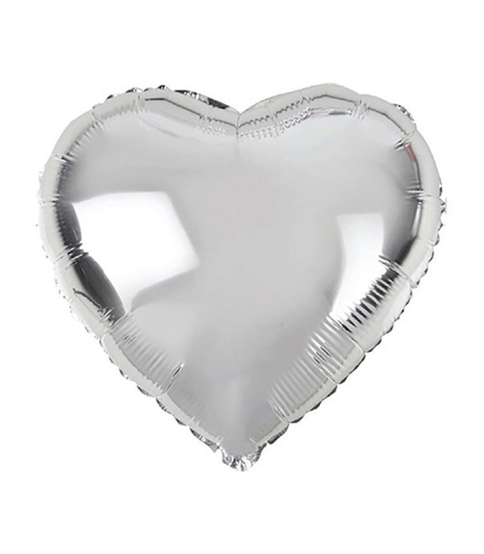 Silver Heart Flying Helium Balloon 45 cm