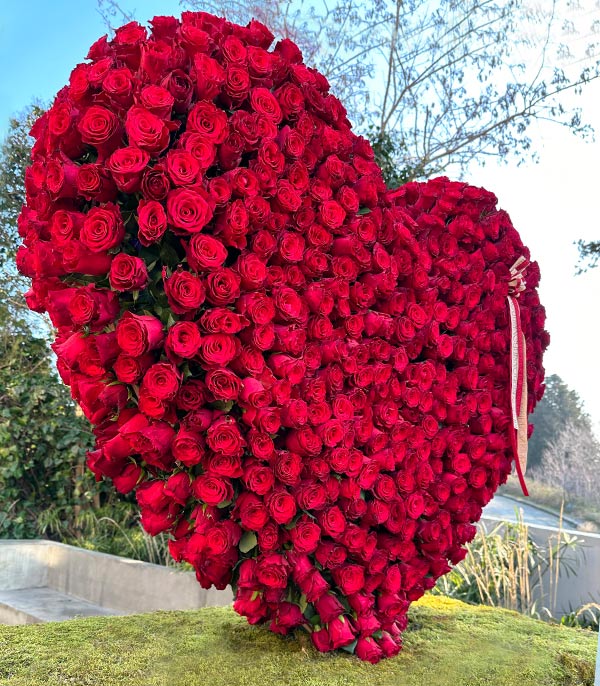 1001 Kırmızı Gül Kalp Heykel Çiçek Üç Boyutlu Panoramik Aranjman Empire Deluxe