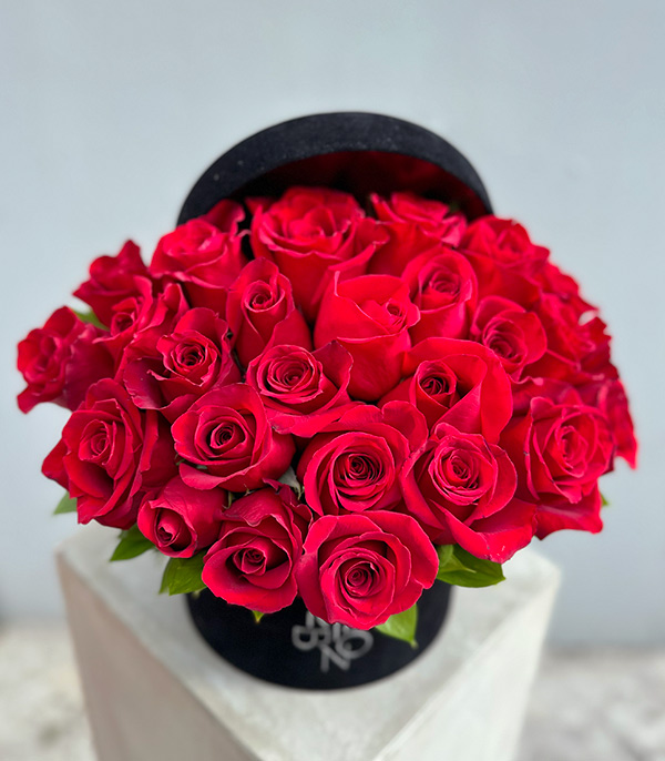 Diamond 25 Red Roses in Black Box