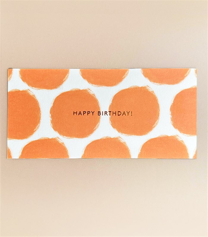 Turuncu Happy Birthday Not Kartı