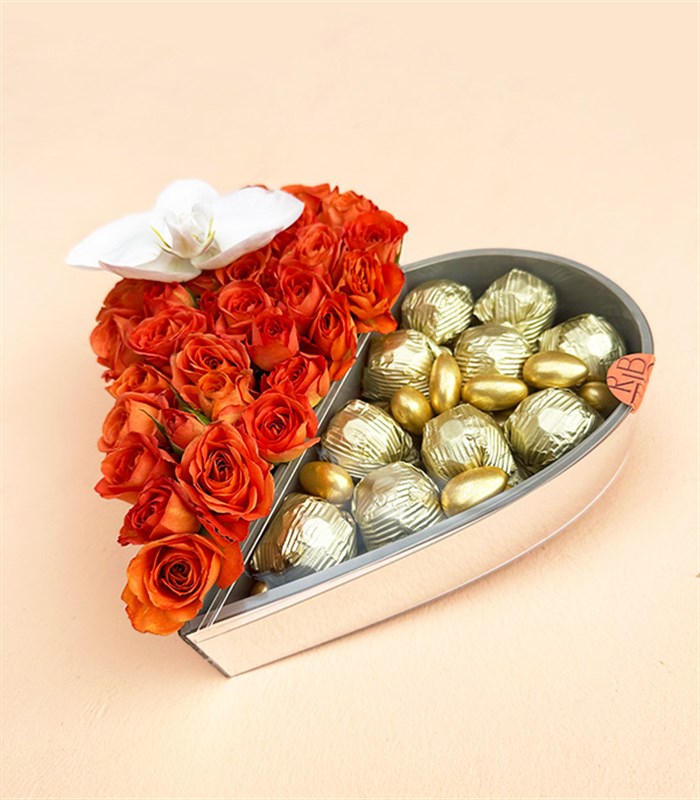 Kalp Çikolata Kutusu 22Li Yıldız Turuncu Grand Deluxe