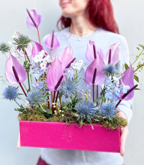 Euphoria Fucshia Leather Box in Gift Flower