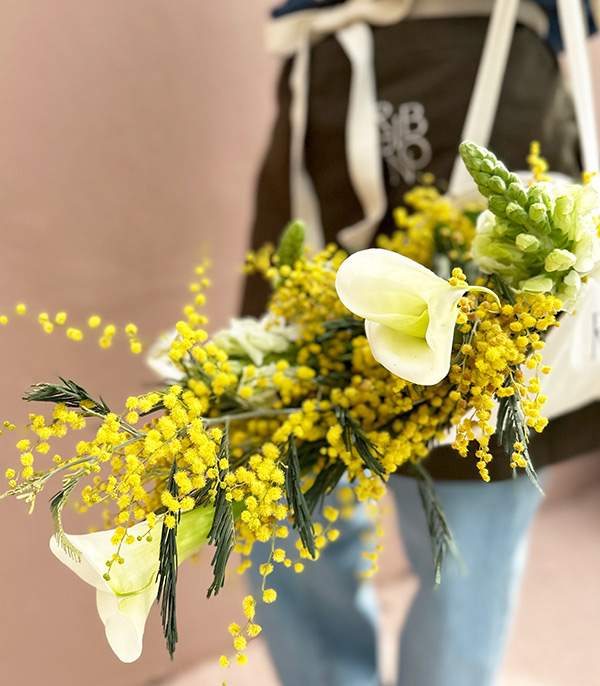 Go Girl Canvas Flower Bag Mimosa Bouquet
