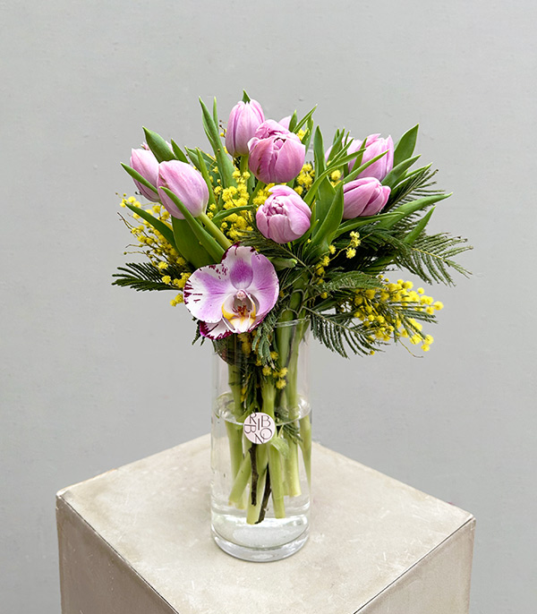 Muse Lilac Tulips Vase Arrangement