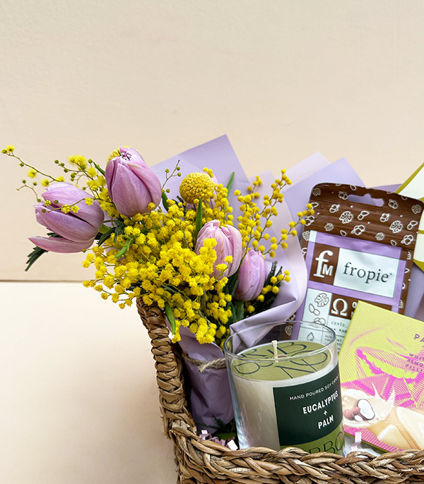 Lilac Tulip Gift in Basket