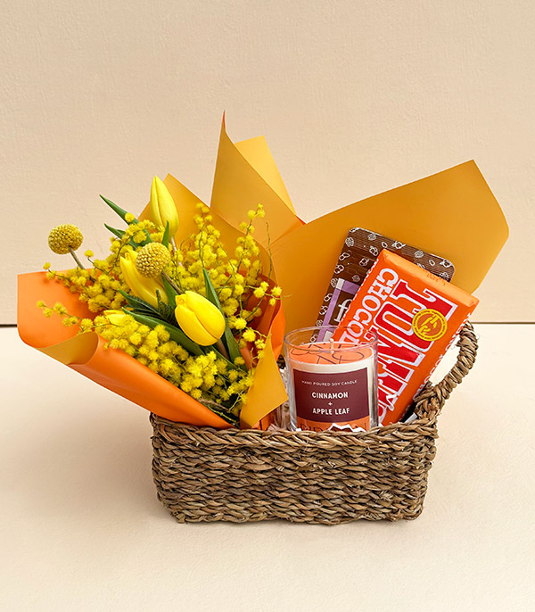 Yellow Tulip Gift in Basket
