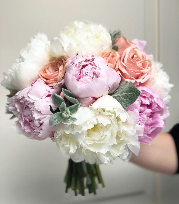 Kayla Pink White Rose Peony Bridal Bouquet