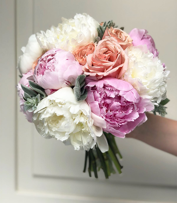 Kayla Pink White Rose Peony Bridal Bouquet