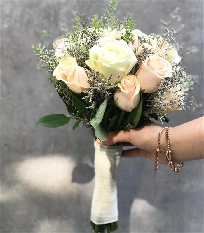 Addison Salmon White Rose Bridal Bouquet