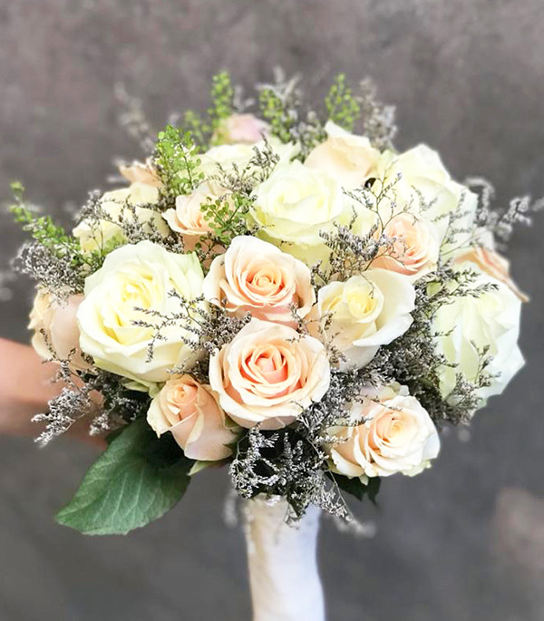 Addison Salmon White Rose Bridal Bouquet