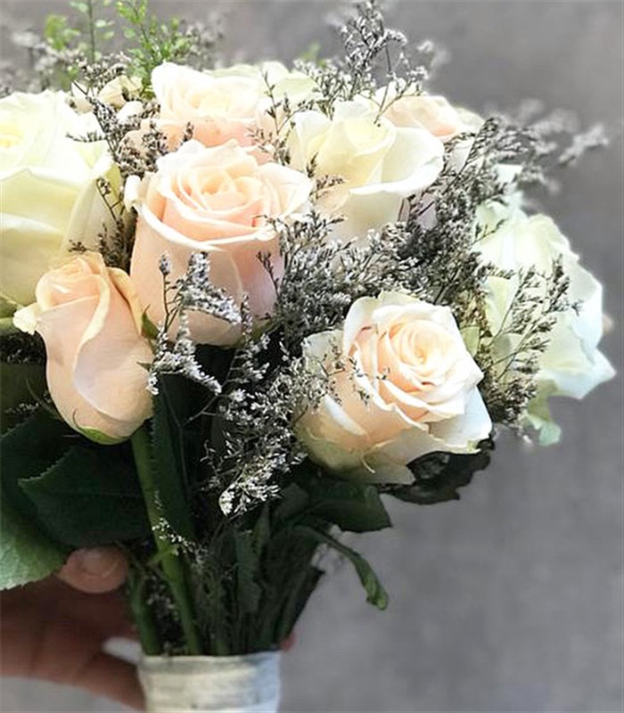 Addison Salmon White Rose Bridal Bouquet
