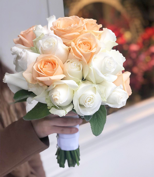 Kaylee Salmon White Rose Bridal Bouquet