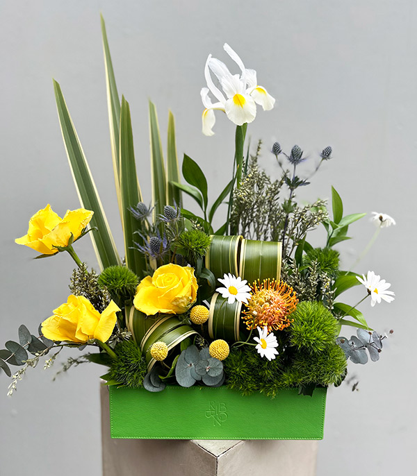 Flavia Yeşil Deri Kutuda Çiçekler
