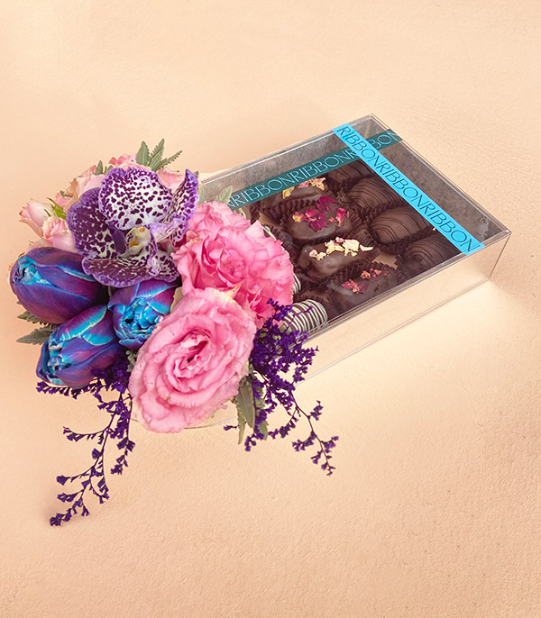 Deluxe Silver El Yapımı Çikolatalı Hurma Çiçek Kutusu