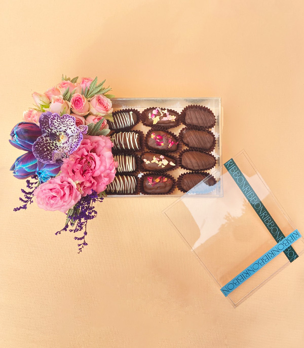 Deluxe Silver El Yapımı Çikolatalı Hurma Çiçek Kutusu
