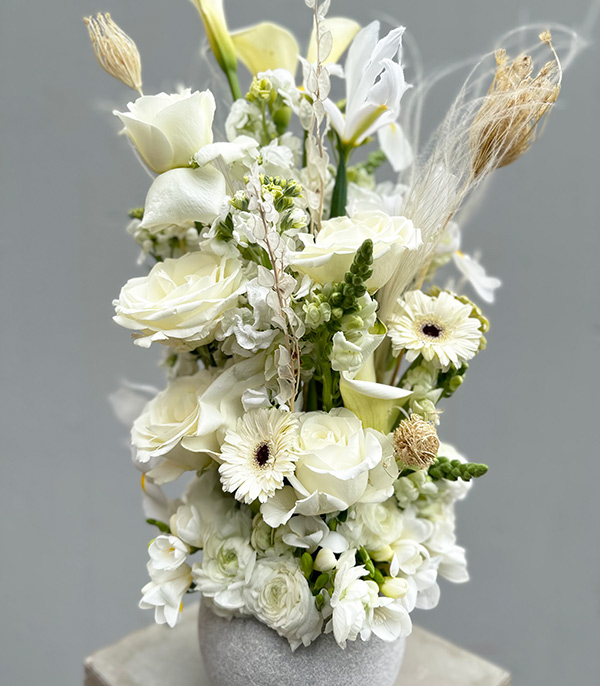 Adonia Stone Vase White Arrangement