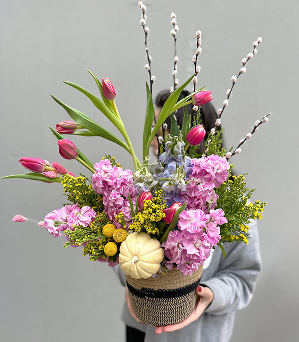 Brigitte Bardot Hyacinth Tulip Basket Arrangement